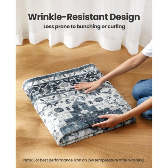 KUETH 8 New 8x10 Washable Area Rug, Low-Profile, Non-Slip Vintage Carpet for Home